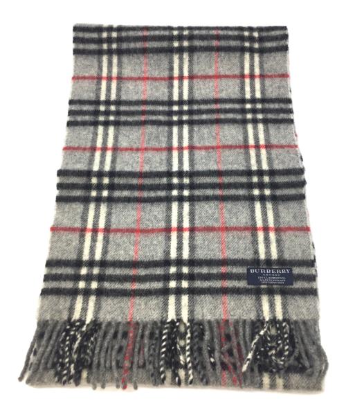 BURBERRY LONDON（バーバリーロンドン）BURBERRY LONDON (バーバリーロンドン) ウールマフラー グレー×ブラックの古着・服飾アイテム