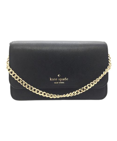 Kate Spade（ケイトスペード）Kate Spade (ケイトスペード) チェーンショルダーバッグ　レザーストラップ欠品 ブラック×ゴールドの古着・服飾アイテム