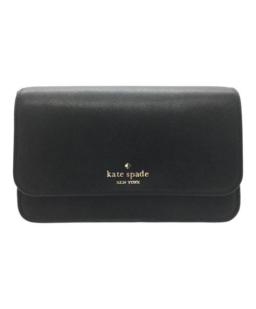 Kate Spade（ケイトスペード）Kate Spade (ケイトスペード) チェーンショルダーバッグ　レザーストラップ欠品 ブラック×ゴールドの古着・服飾アイテム
