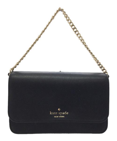 Kate Spade（ケイトスペード）Kate Spade (ケイトスペード) チェーンショルダーバッグ　レザーストラップ欠品 ブラック×ゴールドの古着・服飾アイテム