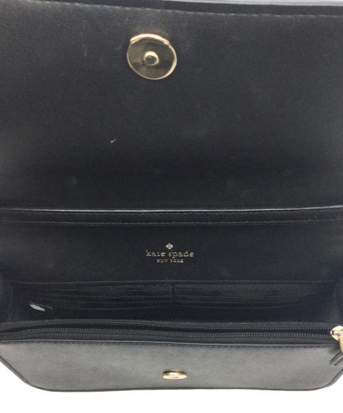 Kate Spade（ケイトスペード）Kate Spade (ケイトスペード) チェーンショルダーバッグ　レザーストラップ欠品 ブラック×ゴールドの古着・服飾アイテム
