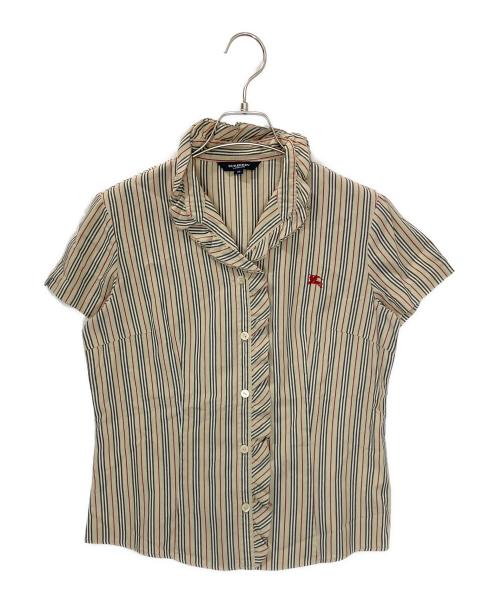 BURBERRY LONDON（バーバリーロンドン）BURBERRY LONDON (バーバリーロンドン) FEA50-033-14　半袖ブラウス ベージュ×ブラック サイズ:38の古着・服飾アイテム