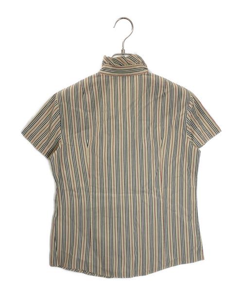 BURBERRY LONDON（バーバリーロンドン）BURBERRY LONDON (バーバリーロンドン) FEA50-033-14　半袖ブラウス ベージュ×ブラック サイズ:38の古着・服飾アイテム