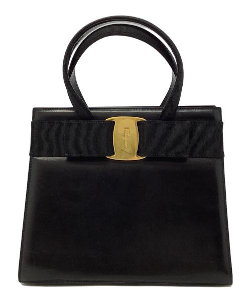 Salvatore Ferragamo（サルヴァトーレ フェラガモ）Salvatore Ferragamo (サルヴァトーレ フェラガモ) ハンドバッグ ブラック×ゴールドの古着・服飾アイテム