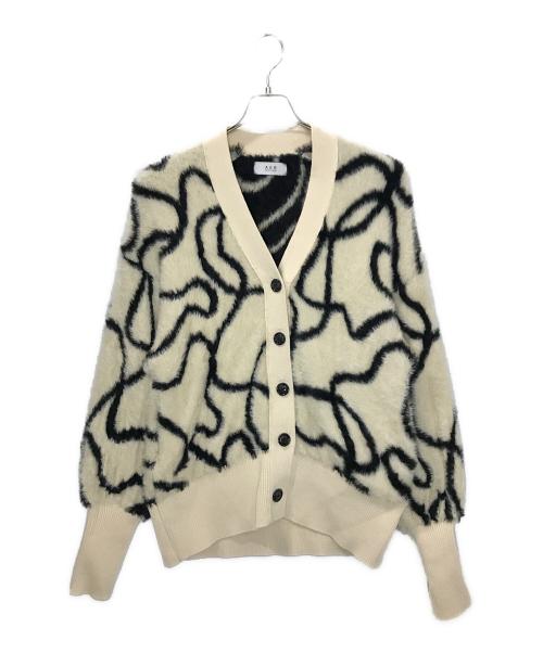 Adam et Rope（アダム エ ロペ）Adam et Rope (アダム エ ロペ) GAK-53520-B　厚手カーディガン ベージュ×ブラック サイズ:Fの古着・服飾アイテム