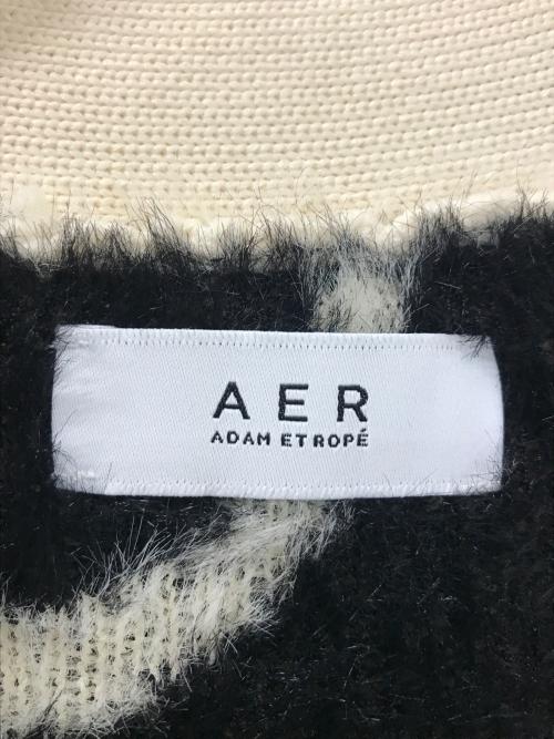 Adam et Rope（アダム エ ロペ）Adam et Rope (アダム エ ロペ) GAK-53520-B　厚手カーディガン ベージュ×ブラック サイズ:Fの古着・服飾アイテム