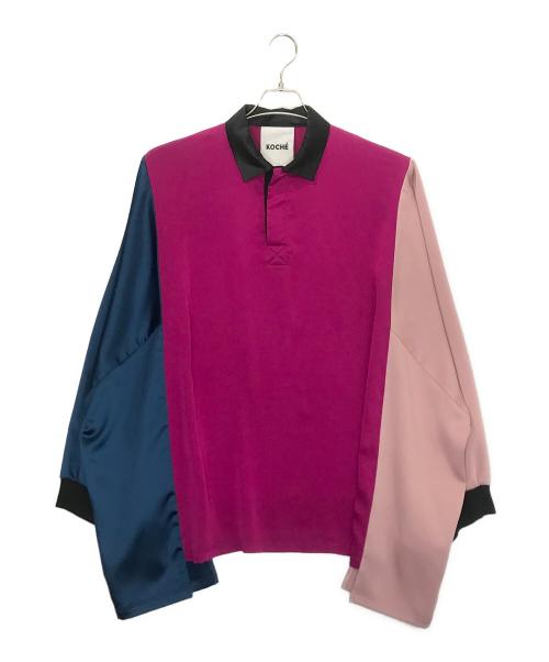 KOCHE（コシェ）KOCHE (コシェ) 1678-343-2809　ポロシャツ パープル×ピンク×ネイビー サイズ:36の古着・服飾アイテム