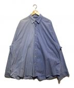 DRESSEDUNDRESSEDドレスドアンドレスド）の古着「XXL PINSTRIPE COLOR BLOCK SHIRT」｜ブルー×ホワイト