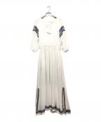 RAY BEAMSレイ ビームス）の古着「エスニックシシュウマキシワンピース」｜ホワイト×ネイビー