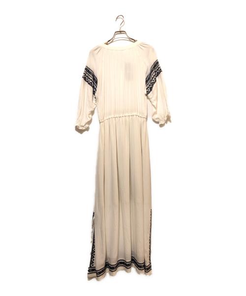 RAY BEAMS（レイ ビームス）RAY BEAMS (レイ ビームス) エスニックシシュウマキシワンピース ホワイト×ネイビー サイズ:不明の古着・服飾アイテム