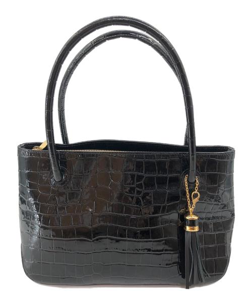 DAKS（ダックス）DAKS (ダックス) クロコ調ハンドバッグ ブラックの古着・服飾アイテム