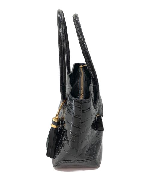 DAKS（ダックス）DAKS (ダックス) クロコ調ハンドバッグ ブラックの古着・服飾アイテム