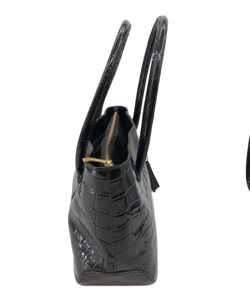 DAKS（ダックス）DAKS (ダックス) クロコ調ハンドバッグ ブラックの古着・服飾アイテム