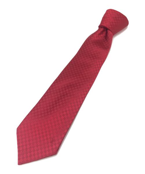 LOUIS VUITTON（ルイ ヴィトン）LOUIS VUITTON (ルイ ヴィトン) シルクネクタイ　MR0135 ダミエ クラバット レッド サイズ:無しの古着・服飾アイテム