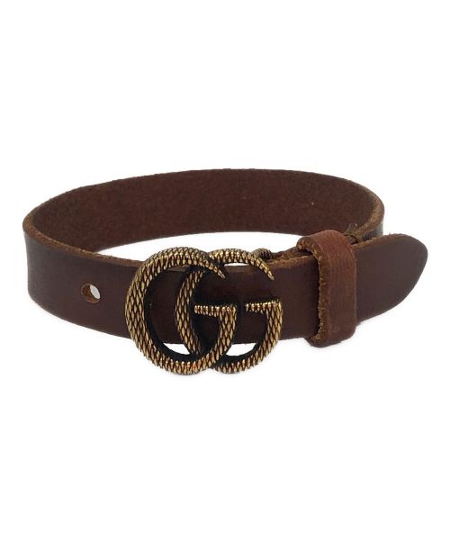 GUCCI（グッチ）GUCCI (グッチ) レザーブレスレット ブラウンの古着・服飾アイテム