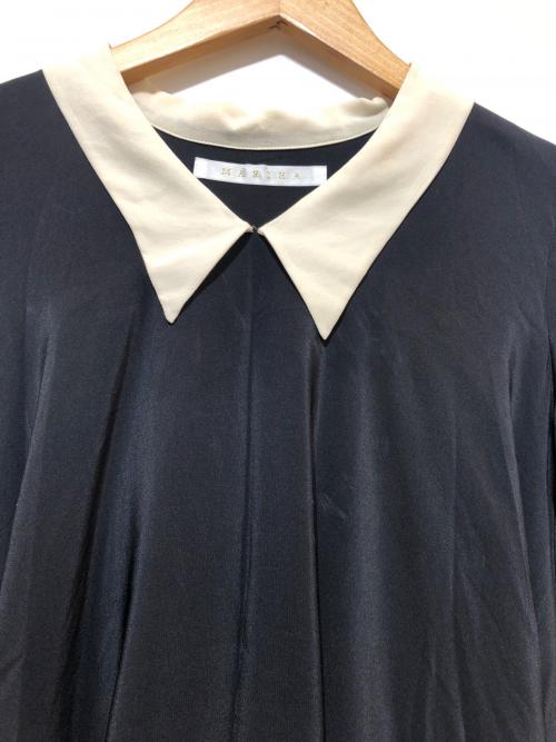 MARIHA（マリハ）MARIHA (マリハ) シルクチュニックブラウス ブラック×ホワイト サイズ:不明の古着・服飾アイテム