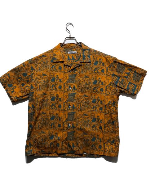flagstuff（フラグスタフ）flagstuff (フラグスタフ) プリントシャツ オレンジ×ブルー サイズ:Lの古着・服飾アイテム