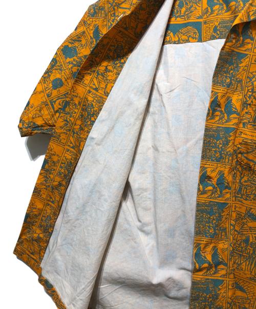 flagstuff（フラグスタフ）flagstuff (フラグスタフ) プリントシャツ オレンジ×ブルー サイズ:Lの古着・服飾アイテム