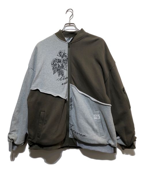 GLIM CLAP（グリムクラップ）GLIM CLAP (グリムクラップ) リバーシブルフライトジャケット グリーン×グレー サイズ:Lの古着・服飾アイテム