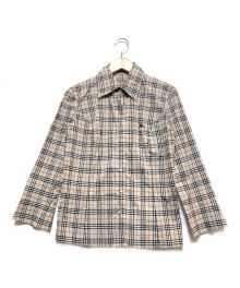 BURBERRY BLUE LABEL（バーバリーロンドンブルーレーベル）の古着「ノバチェックシャツ」｜ベージュ×グレー