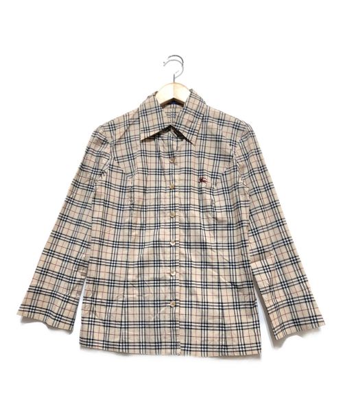 BURBERRY BLUE LABEL（バーバリーロンドンブルーレーベル）BURBERRY BLUE LABEL (バーバリーブルーレーベル) ノバチェックシャツ ベージュ×グレー サイズ:38の古着・服飾アイテム