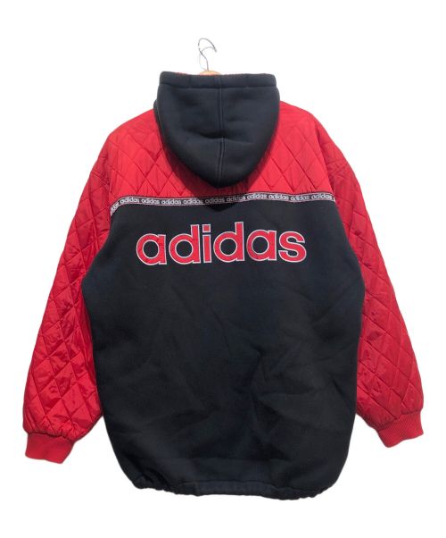 adidas（アディダス）adidas (アディダス) フーデットキルティングジャケット ブラック×レッド サイズ:Lの古着・服飾アイテム