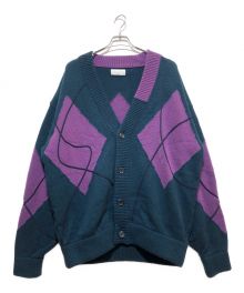 taupe（トープ）の古着「ストレインアーガイルカーディガン」｜グリーン×パープル