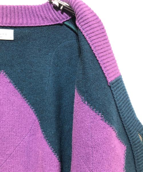 taupe（トープ）taupe (トープ) ストレインアーガイルカーディガン グリーン×パープル サイズ:03の古着・服飾アイテム