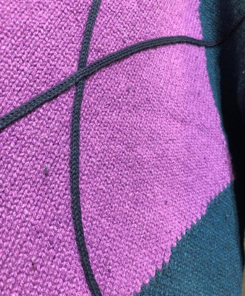 taupe（トープ）taupe (トープ) ストレインアーガイルカーディガン グリーン×パープル サイズ:03の古着・服飾アイテム