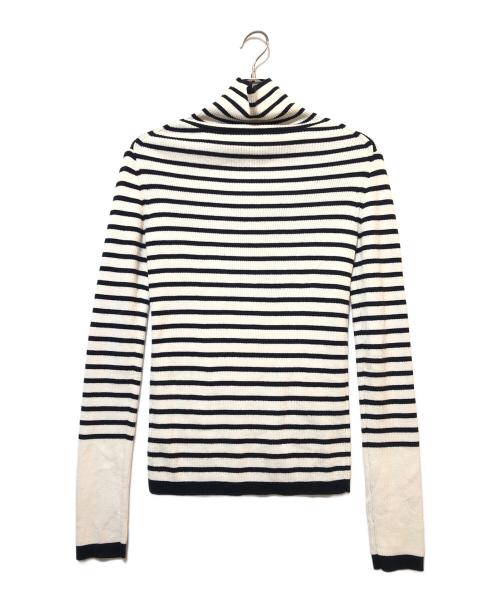 uncrave（アンクレイヴ）uncrave (アンクレイヴ) ハイネックニット ホワイト×ブラック サイズ:B 84~88　　T　160～164の古着・服飾アイテム