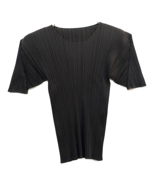 PLEATS PLEASE ISSEY MIYAKE（プリーツプリーズ イッセイミヤケ）PLEATS PLEASE ISSEY MIYAKE (プリーツプリーズ イッセイミヤケ) 半袖プリーツカットソー ブラウン サイズ:4の古着・服飾アイテム