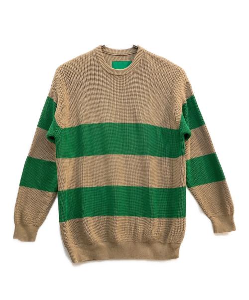 EMPORIO ARMANI（エンポリオアルマーニ）EMPORIO ARMANI (エンポリオアルマーニ) ニット ベージュ×グリーン サイズ:Lの古着・服飾アイテム