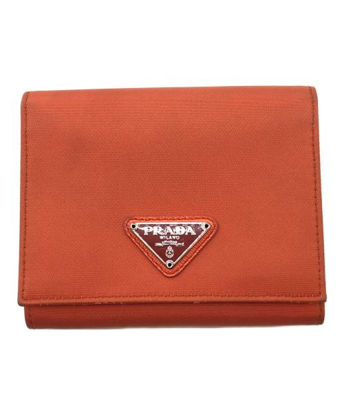 PRADA（プラダ）PRADA (プラダ) 3つ折り財布 オレンジの古着・服飾アイテム
