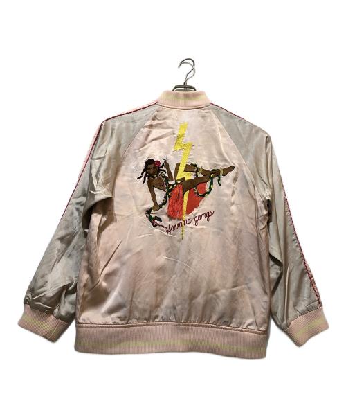 flagstuff（フラグスタフ）FLAGSTUFF (フラグスタフ) スカジャン ピンク×ベージュ サイズ:Lの古着・服飾アイテム