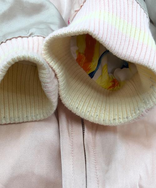 flagstuff（フラグスタフ）FLAGSTUFF (フラグスタフ) スカジャン ピンク×ベージュ サイズ:Lの古着・服飾アイテム