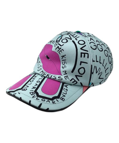 BVLGARI（ブルガリ）BVLGARI (ブルガリ) ベースボールキャップ ブルー×ピンクの古着・服飾アイテム