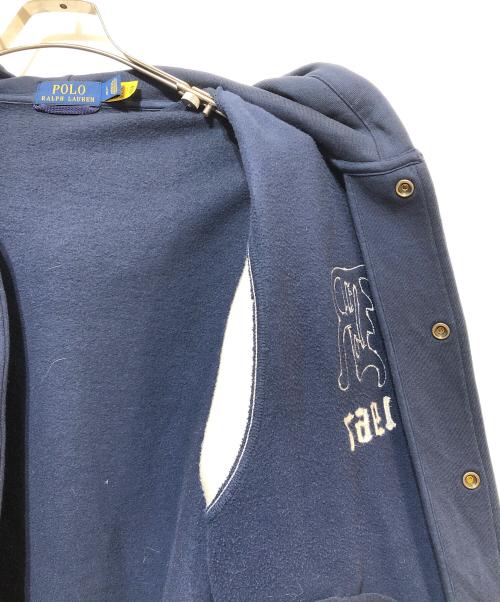 POLO RALPH LAUREN（ポロ・ラルフローレン）POLO RALPH LAUREN (ポロ・ラルフローレン) フーデッドベースボールジャケット ネイビー×ホワイト サイズ:Lの古着・服飾アイテム