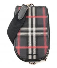 BURBERRY×POP TRADING COMPANY（バーバリー×ポップトレーディングカンパニー）の古着「フォンポーチ」｜ブラック×レッド