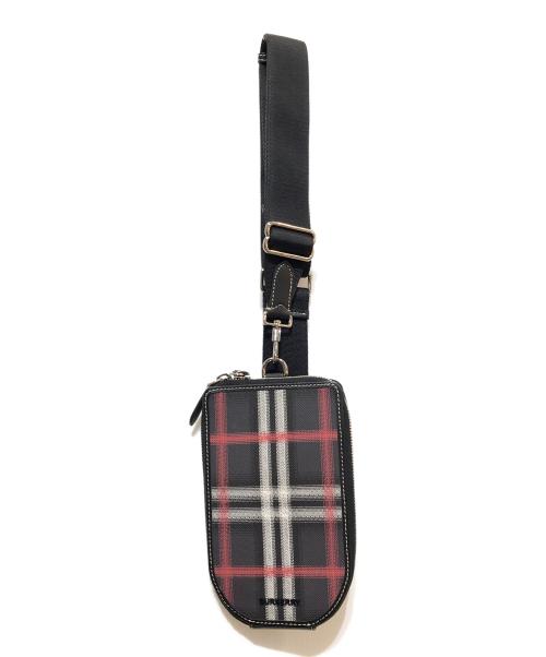 BURBERRY（バーバリー）BURBERRY (バーバリー) POP TRADING COMPANY (ポップトレーディングカンパニー) フォンポーチ ブラック×レッドの古着・服飾アイテム
