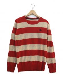 BURBERRY BLACK LABEL（バーバリーブラックレーベル）の古着「ニット」｜レッド×ベージュ