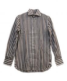 GUY ROVER（ギローバー）の古着「ストライプシャツ」｜ブラウン×ホワイト
