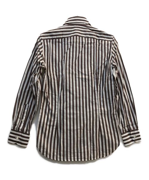 GUY ROVER（ギローバー）GUY ROVER (ギローバー) ストライプシャツ ブラウン×ホワイト サイズ:38の古着・服飾アイテム