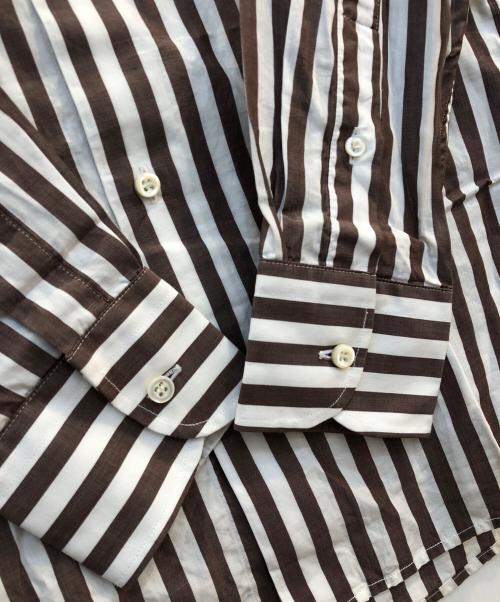 GUY ROVER（ギローバー）GUY ROVER (ギローバー) ストライプシャツ ブラウン×ホワイト サイズ:38の古着・服飾アイテム