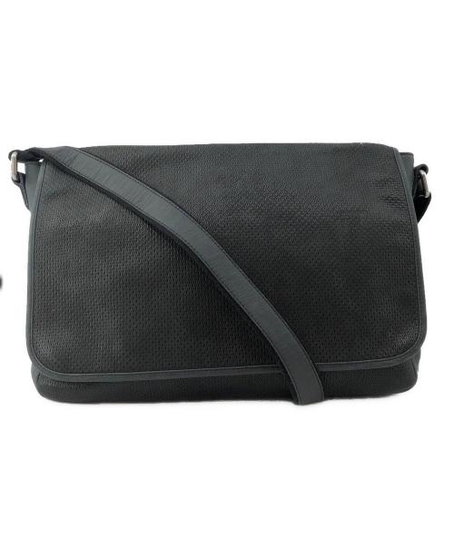 GIORGIO ARMANI（ジョルジョアルマーニ）GIORGIO ARMANI (ジョルジョアルマーニ) レザーメッセンジャーバッグ ブラックの古着・服飾アイテム