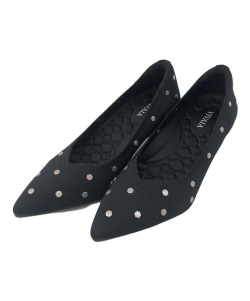 VIVAIA（ビバイア）VIVAIA (ビバイア) ポインテッドトゥ キトゥンヒール パンプス ブラック サイズ:35.5の古着・服飾アイテム