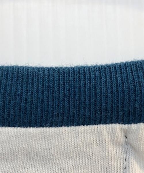 Hysteric Glamour（ヒステリックグラマー）Hysteric Glamour (ヒステリックグラマー) ラグラン7分袖カットソー ホワイト×ブルー サイズ:Lの古着・服飾アイテム