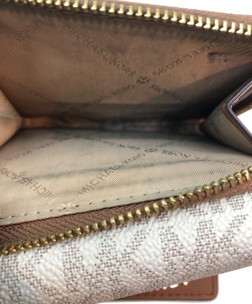MICHAEL KORS（マイケルコース）MICHAEL KORS (マイケルコース) 3つ折り財布 ホワイト×ブラウンの古着・服飾アイテム