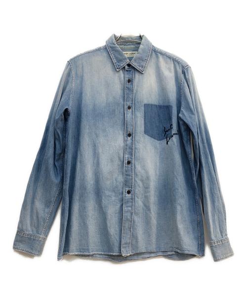 Saint Laurent Paris（サンローランパリ）Saint Laurent Paris (サンローランパリ) シャドーポケットデニムシャツ インディゴ サイズ:Mの古着・服飾アイテム