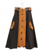 REDYAZELレディアゼル）の古着「ヘリンボーンロングスカート」｜ブラウン×ブラック