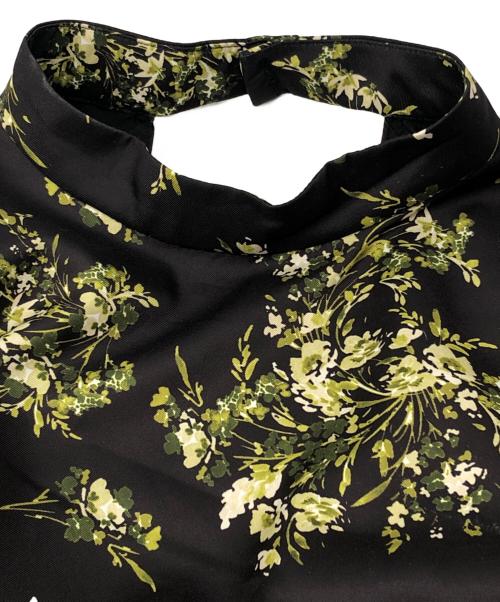 Ample（アンプル）ample (アンプル) ボタニカルプリントバックオープンワンピース ブラック×グリーン サイズ:9の古着・服飾アイテム